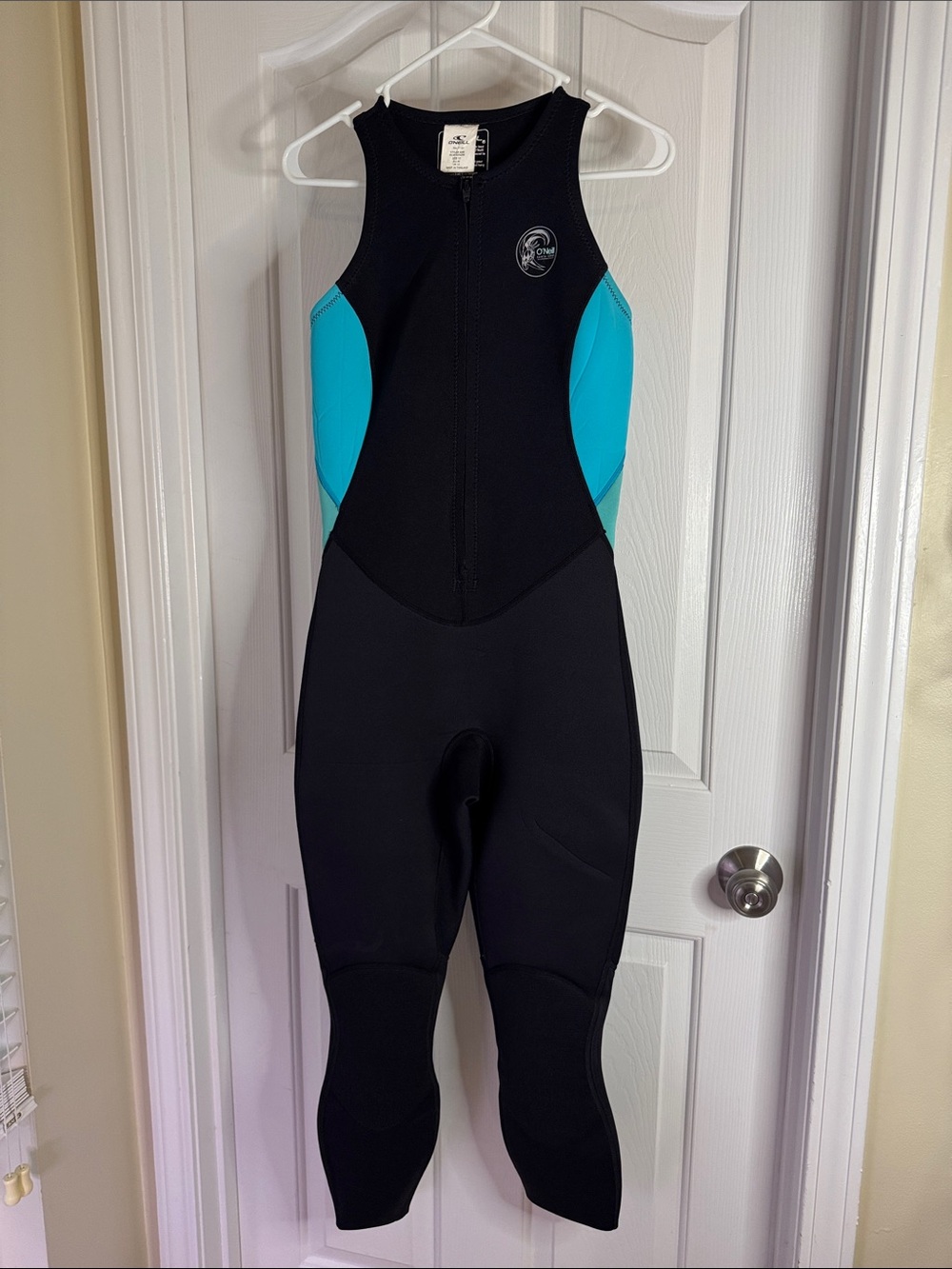 O'Neill Black with Teal Panel Women's Sleeveless Neoprene Wetsuit